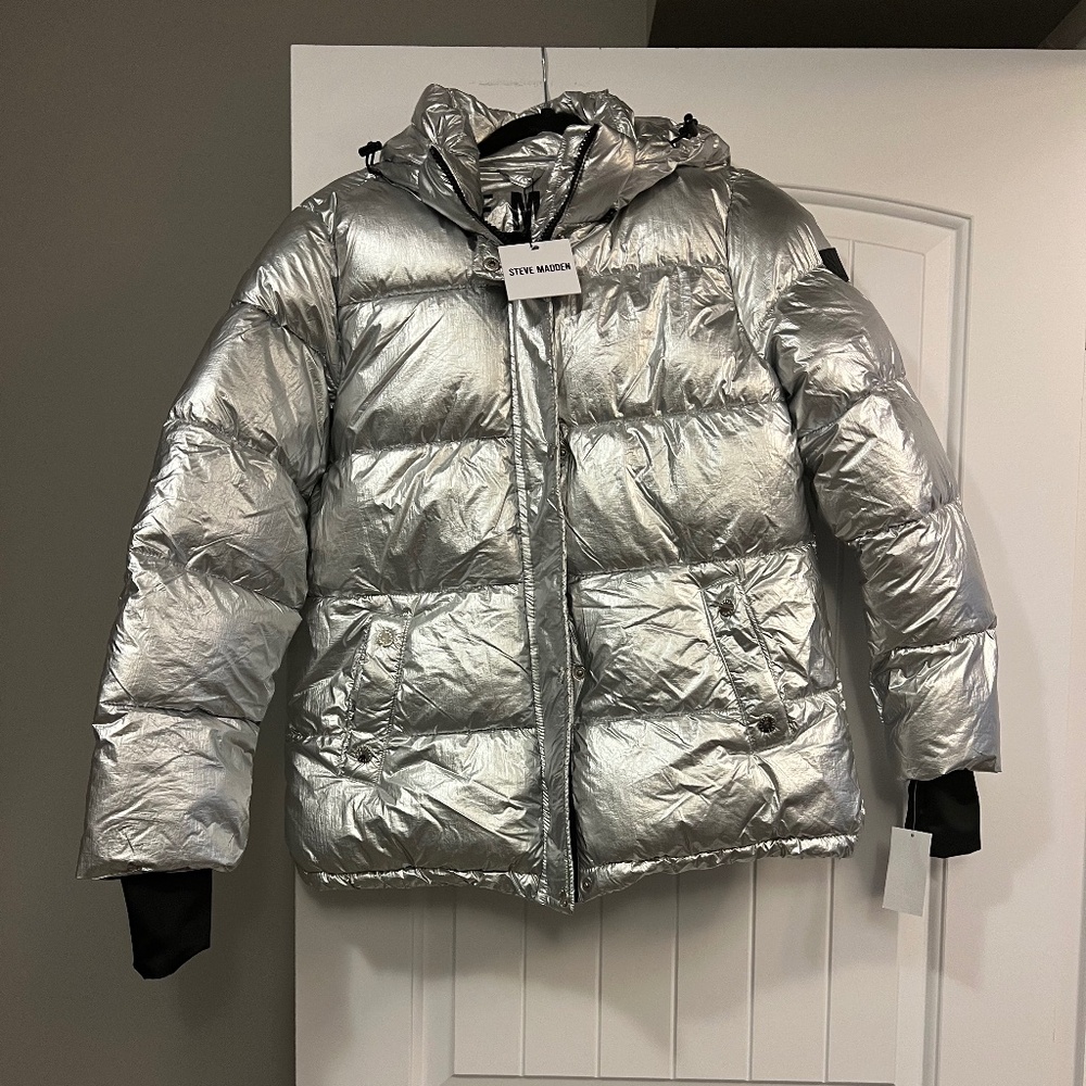Steve Madden silver puffer jacket